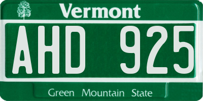 VT license plate AHD925