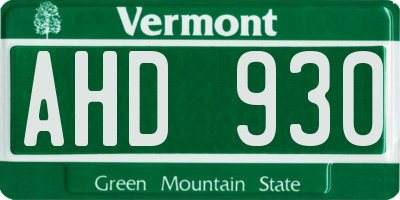 VT license plate AHD930