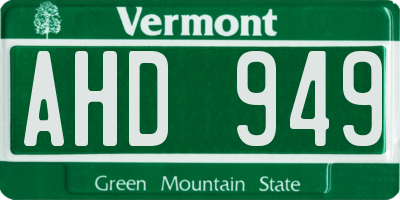 VT license plate AHD949