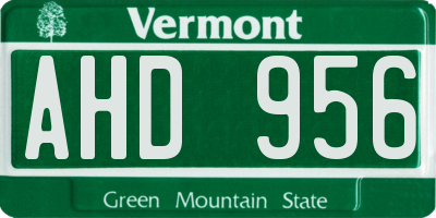 VT license plate AHD956