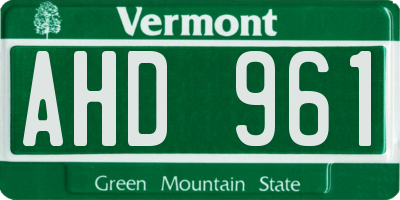 VT license plate AHD961