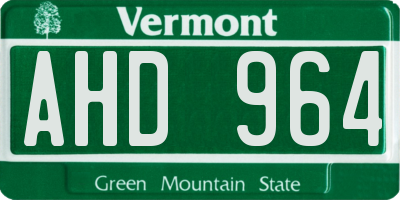 VT license plate AHD964