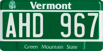 VT license plate AHD967