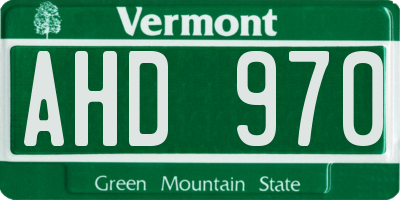 VT license plate AHD970