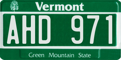 VT license plate AHD971