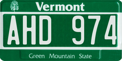 VT license plate AHD974