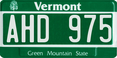 VT license plate AHD975