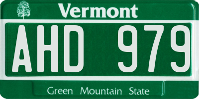 VT license plate AHD979
