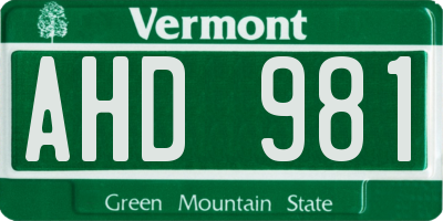VT license plate AHD981
