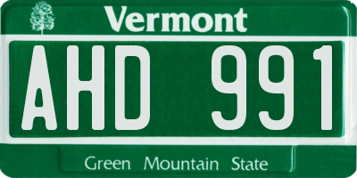 VT license plate AHD991
