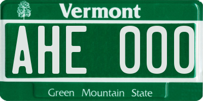 VT license plate AHE000