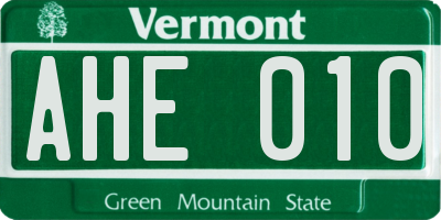VT license plate AHE010
