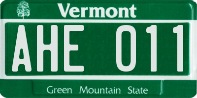 VT license plate AHE011