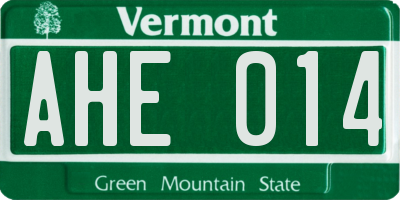 VT license plate AHE014