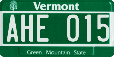 VT license plate AHE015