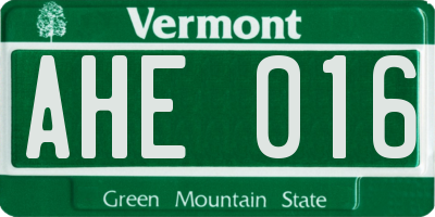 VT license plate AHE016