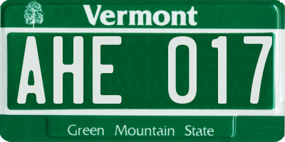VT license plate AHE017