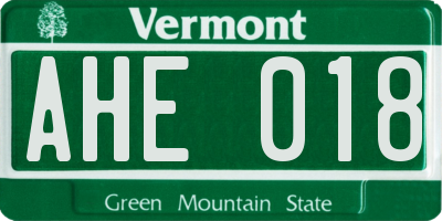 VT license plate AHE018
