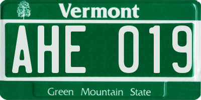 VT license plate AHE019