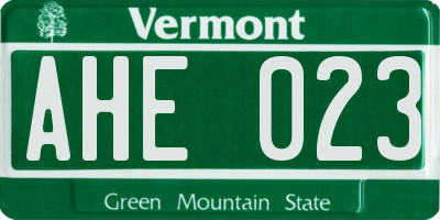 VT license plate AHE023