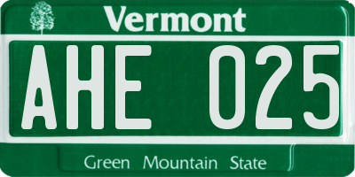 VT license plate AHE025