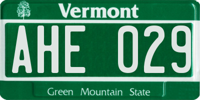 VT license plate AHE029