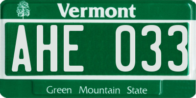 VT license plate AHE033