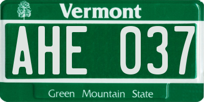 VT license plate AHE037