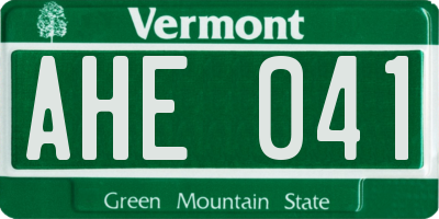 VT license plate AHE041