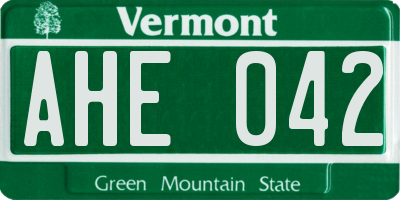 VT license plate AHE042