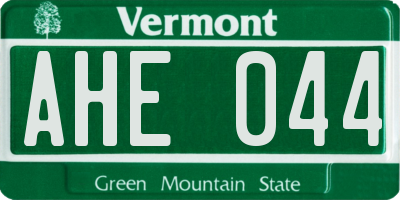 VT license plate AHE044