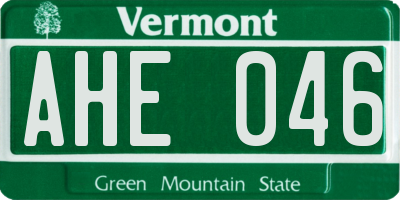 VT license plate AHE046