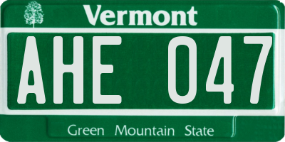 VT license plate AHE047