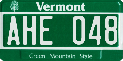 VT license plate AHE048