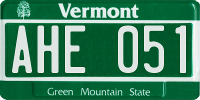 VT license plate AHE051