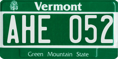 VT license plate AHE052
