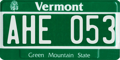 VT license plate AHE053