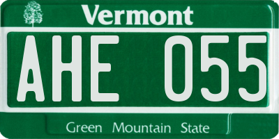 VT license plate AHE055