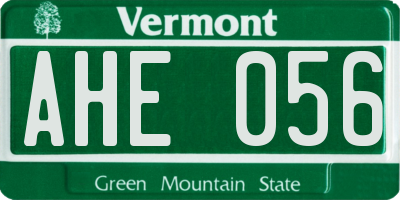 VT license plate AHE056