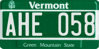VT license plate AHE058