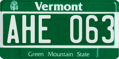 VT license plate AHE063