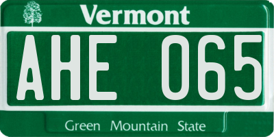 VT license plate AHE065