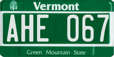 VT license plate AHE067