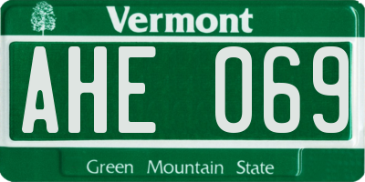 VT license plate AHE069