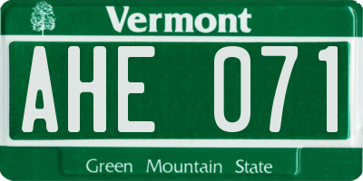 VT license plate AHE071