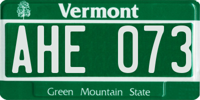 VT license plate AHE073