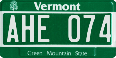 VT license plate AHE074