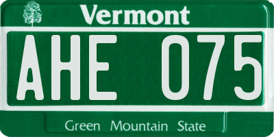 VT license plate AHE075