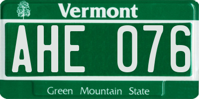 VT license plate AHE076