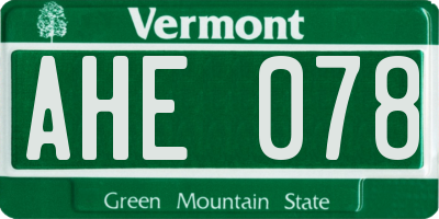 VT license plate AHE078